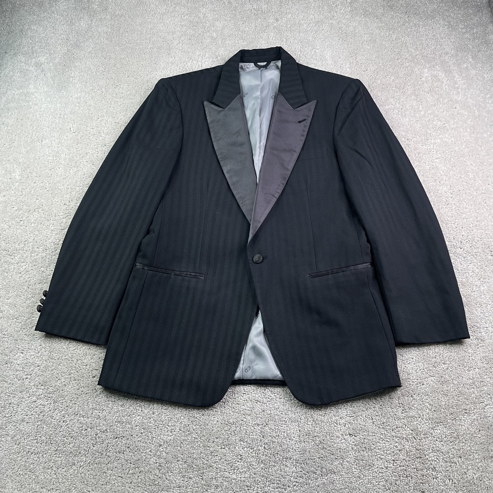 Vintage Christian Dior Monsieur Jacket Mens 38 R Black Tuxedo Peak Lapel USA